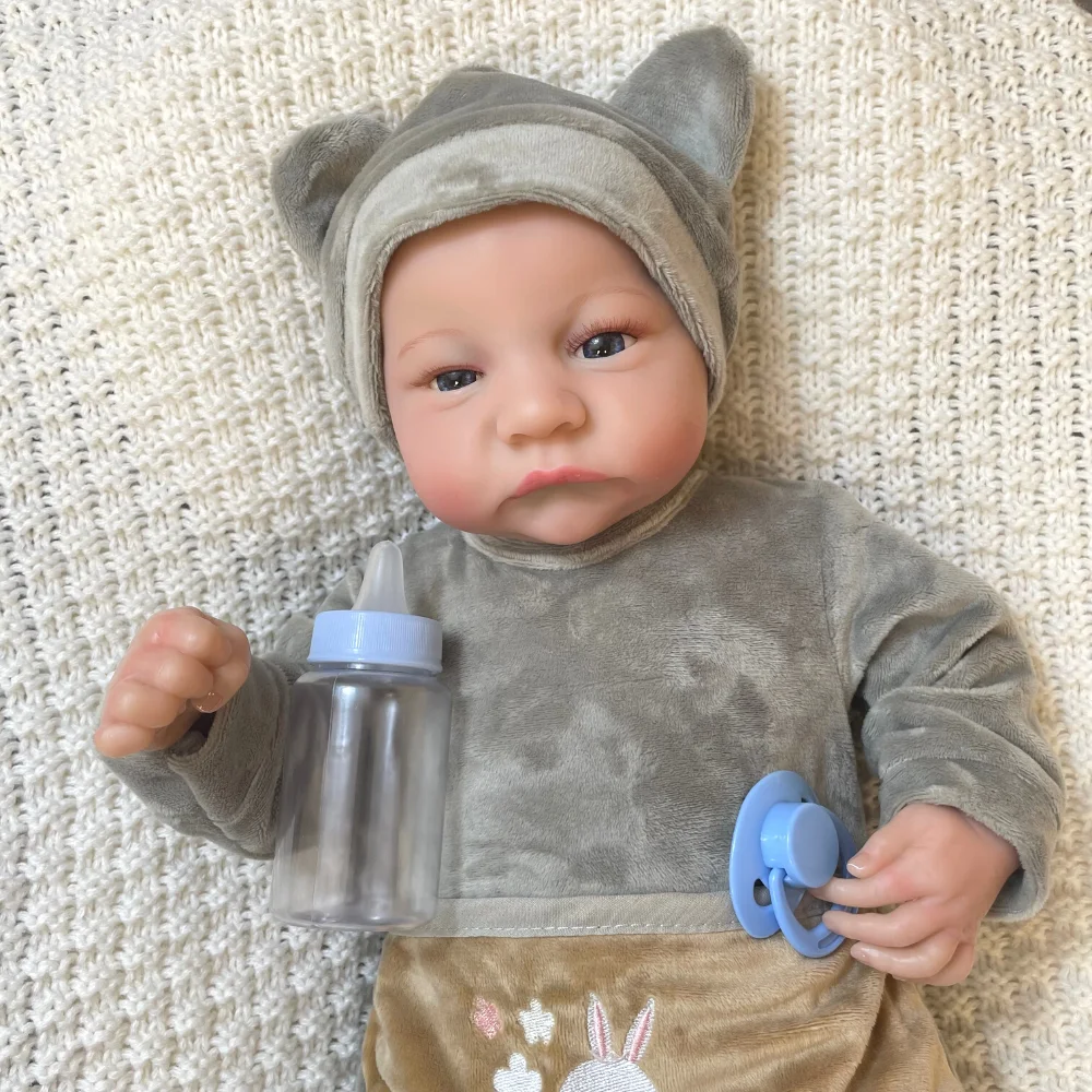 45CM Soft Or Full Body Silicone Vinyl Reborn Levi Awake Boy Or Girl Doll Premie Doll 3D Skin Tone with Veins Doll Accessories