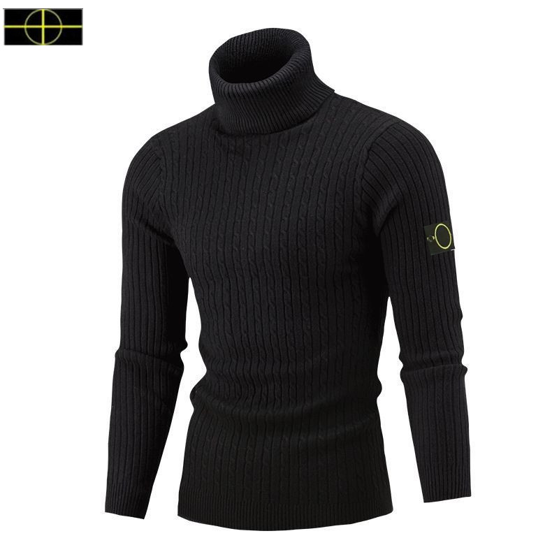 Large size clothing stone men's new high necked sweater sweater island autumn and winter high necked men's casual warm bottom sweater 3XL-4-3