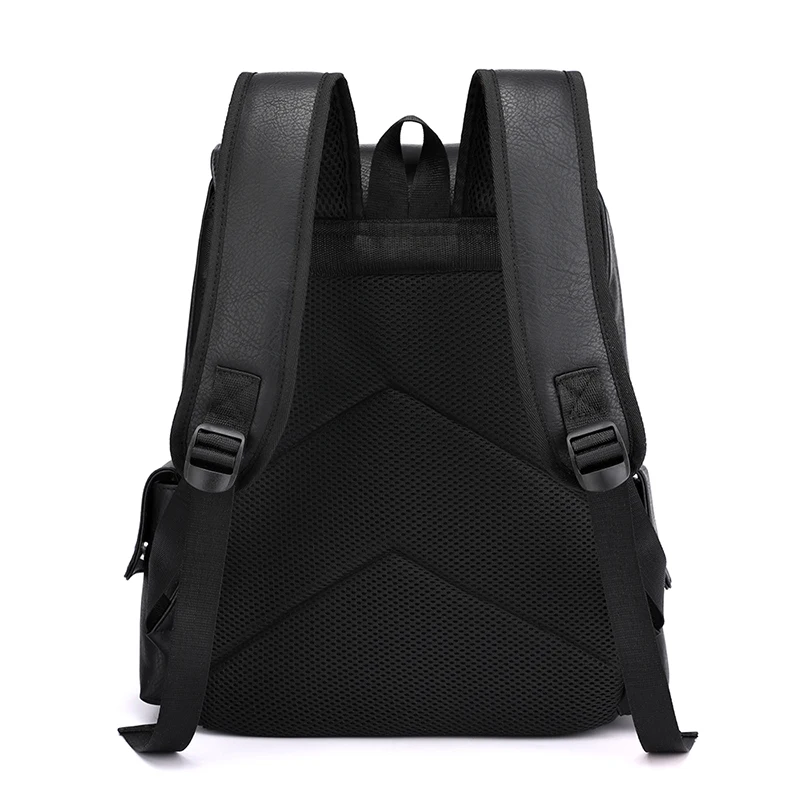 Backpack 2023 PU Men Leather Bagpack Large Laptop Backpacks Male Mochilas Black Schoolbag For Teenagers Boys Brown Sac A Dos smile