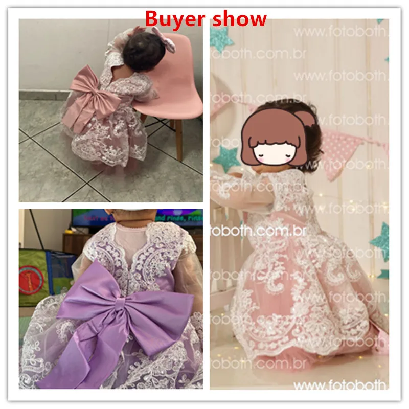 Christmas Baptism Dresses For Baby Girls Lace Princess 1st Year Birthday Party Wedding Dress Newborn Kids Christening Gown