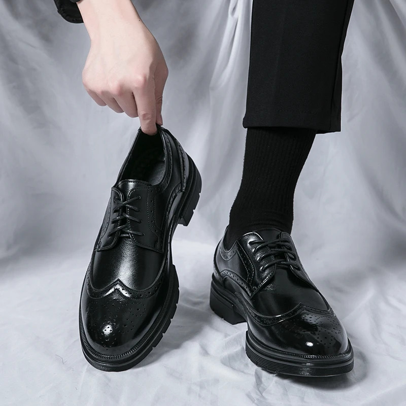 Mens Business Formal Shoes Mens Oxford Casual Shoes Mens Black Classic Comfortable Fashion Derby Shoes Leather Shoes 241031