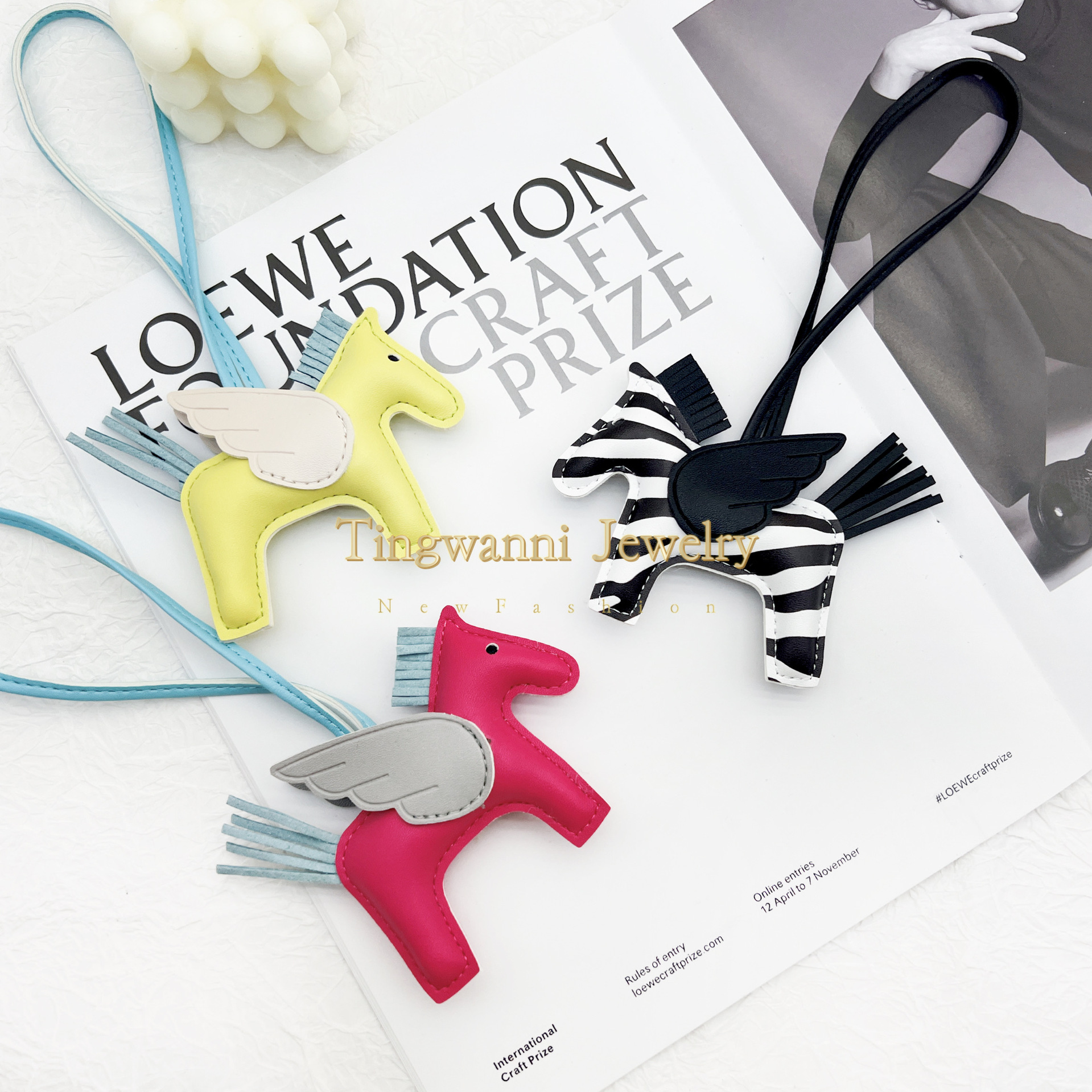 Mini Pegasus PU leather bag, charm, keychain, bag pendant, gift tassel accessories