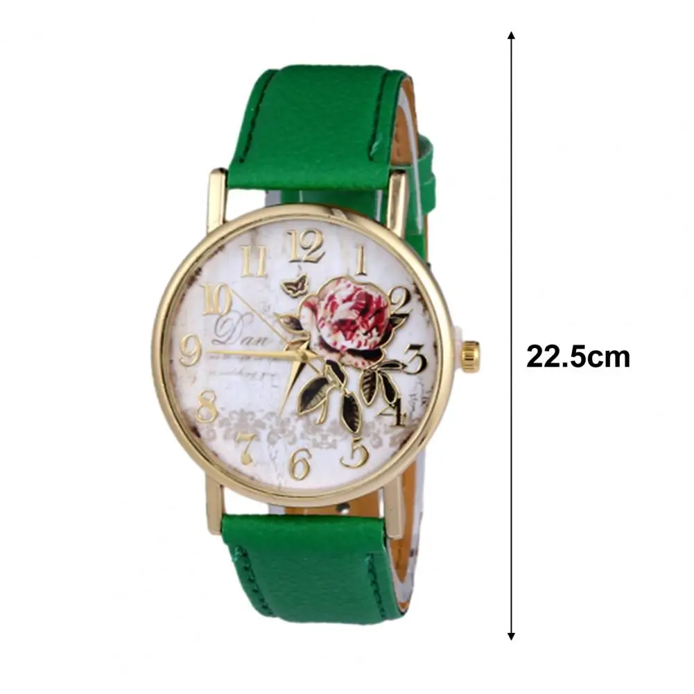 Luxury Brand Woman Watch Stylish Women Rose Pattern Watch Classic Round Dial Faux Leather Strap Quartz Movement Wrist Watch