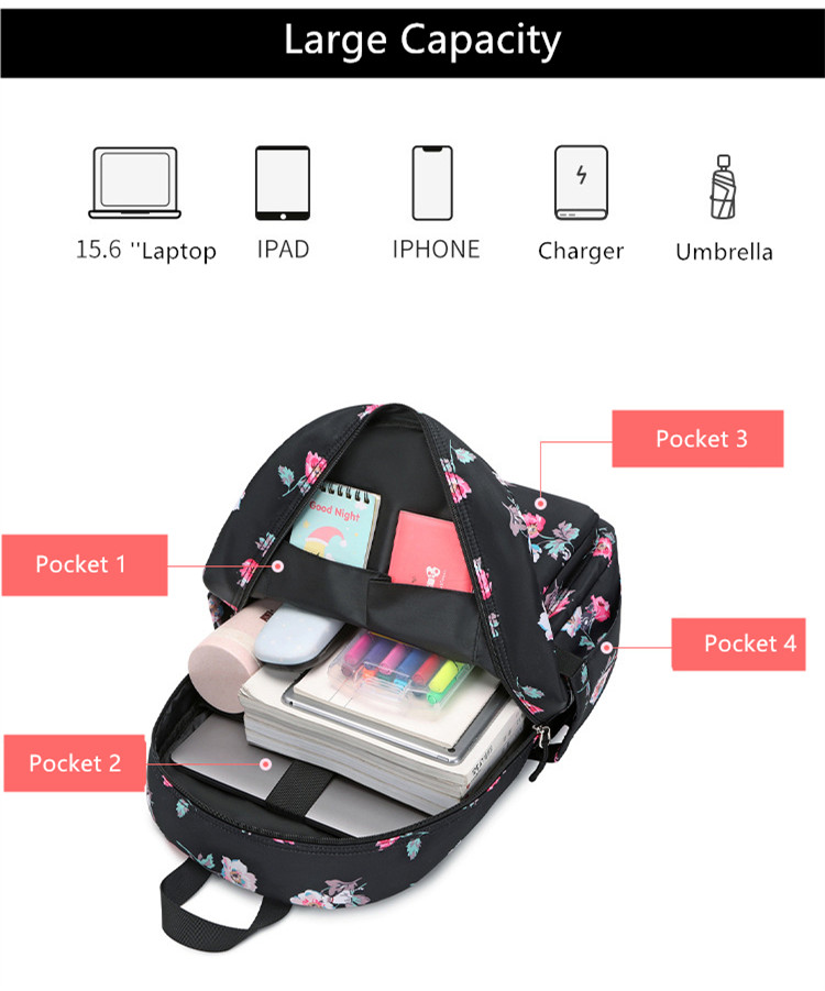 2pcs/set School bags for kids girls flower backpack schoolbag girl bookbag thermal lunch bag floral school backpack for girls