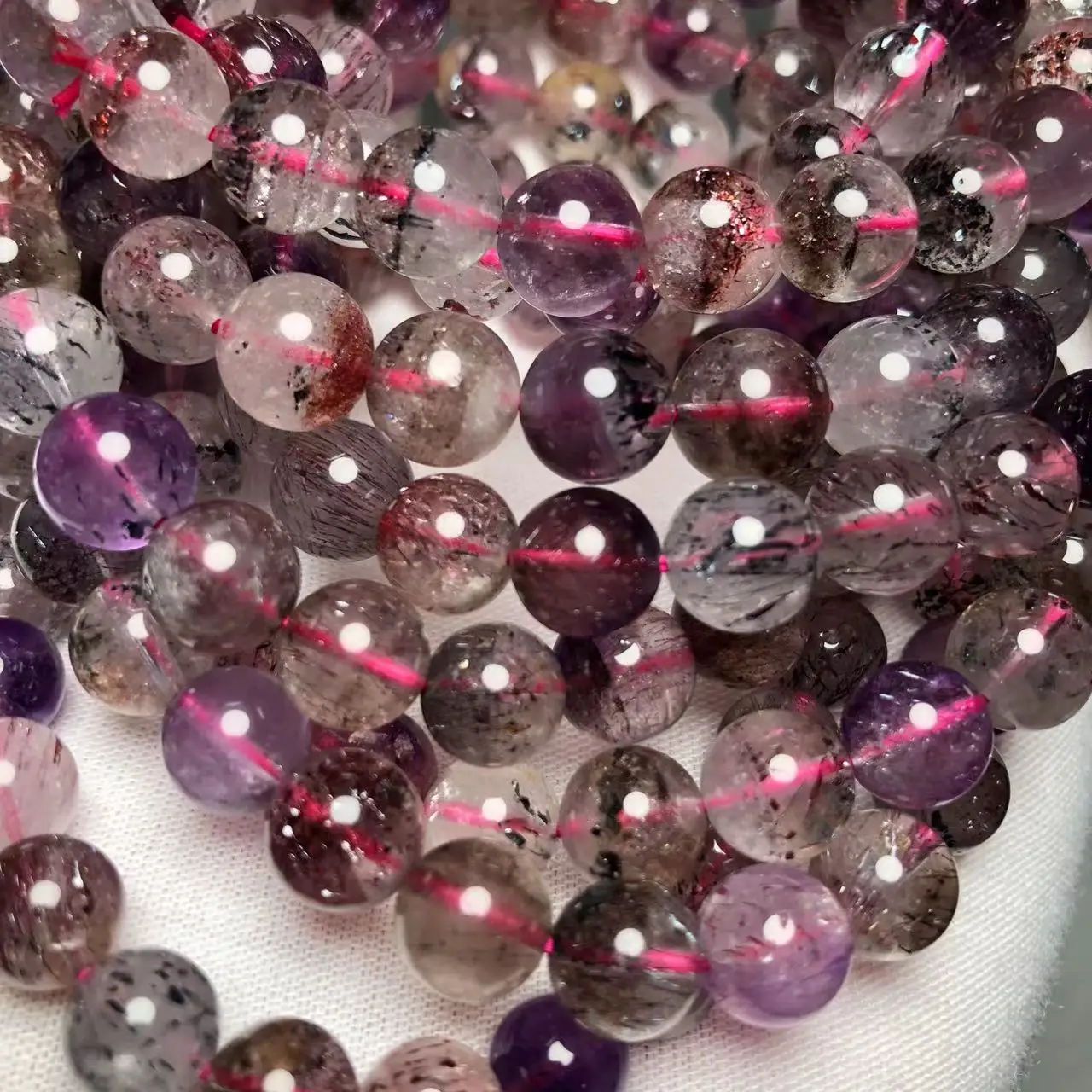 Meihan Natural A+++ Super 7 Crystal Quartz smooth round beads stone for jewelry making design DIY bracelet necklace