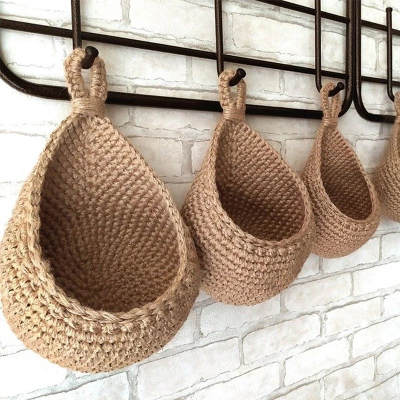 Vegetable And Woven Fruit For Table Wall Hanging Storage Basket Kitchen Organizer