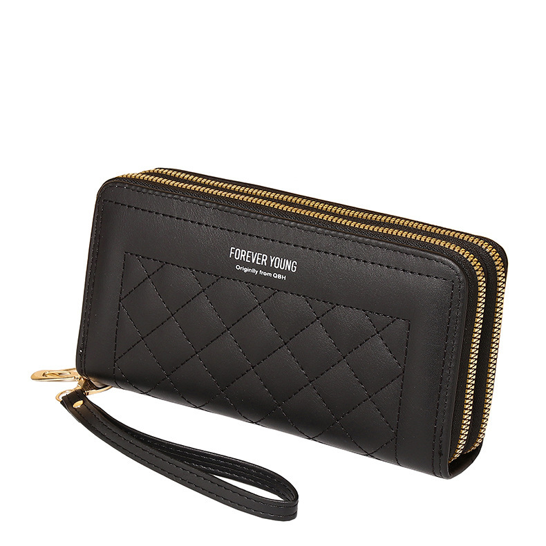 New designer women's long handbag, Korean version mobile phone bag, double zipper wallet, large capacity card bag
