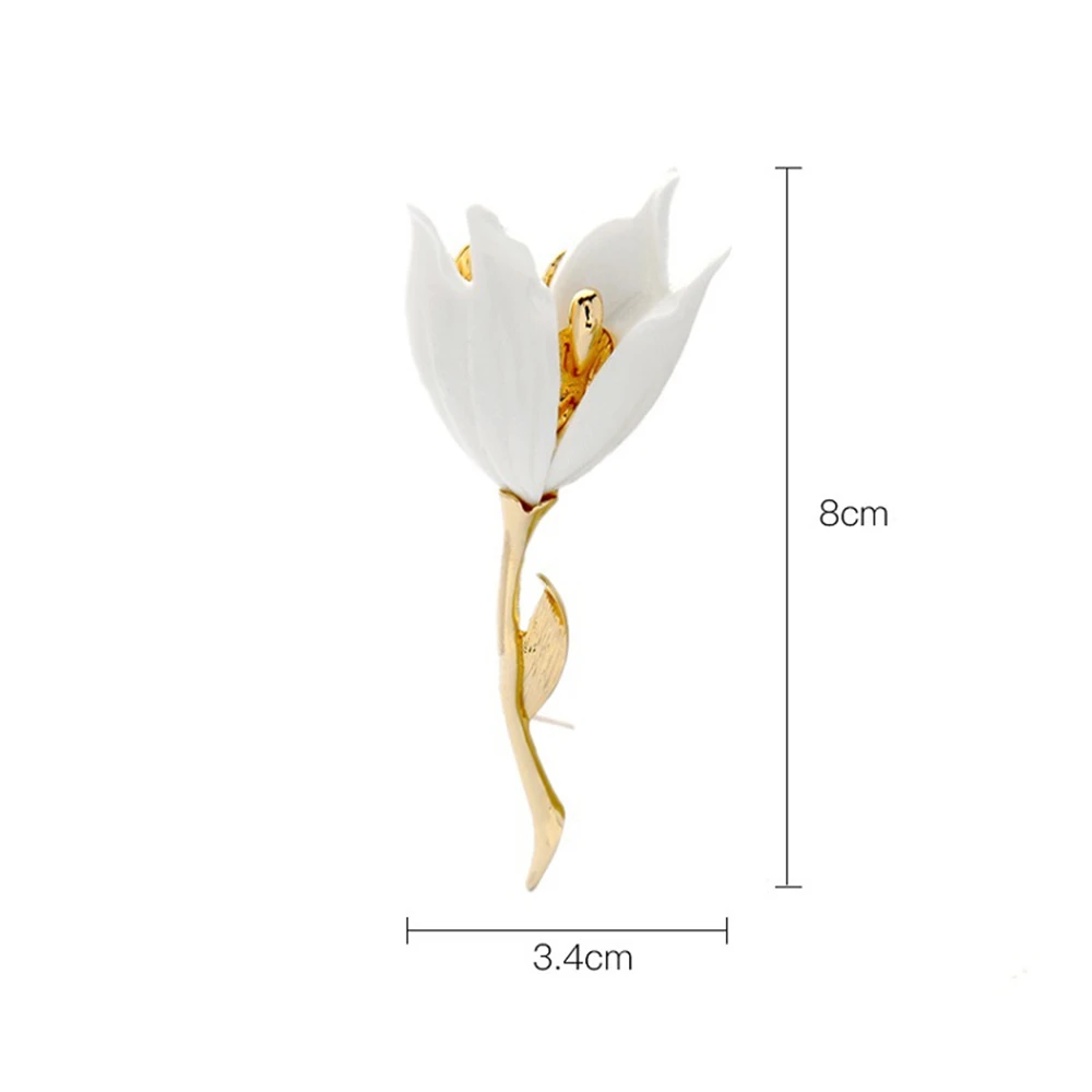 Women's Stylish Tulip Flower Brooches Elegant Lapel Pins Artistic Temperament Pin Buckle Collar Pin Jewelry Accessories Gift