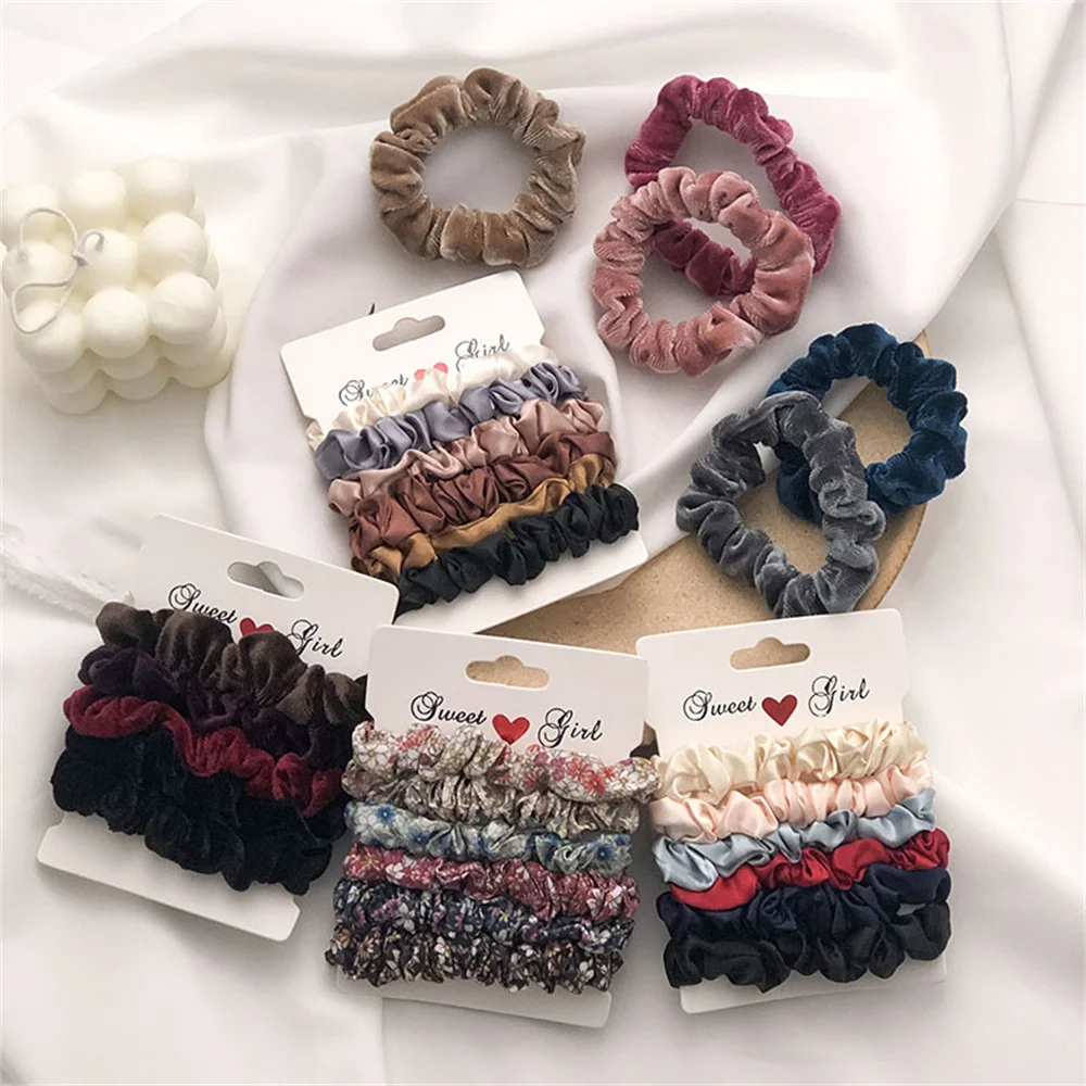 5/6pcs Simple Solid Color Elastics Hair Ties for new Women Thick Hair Soft No hurt Hair Ponytail 2025 Holder Hair Rope Hair Accessories