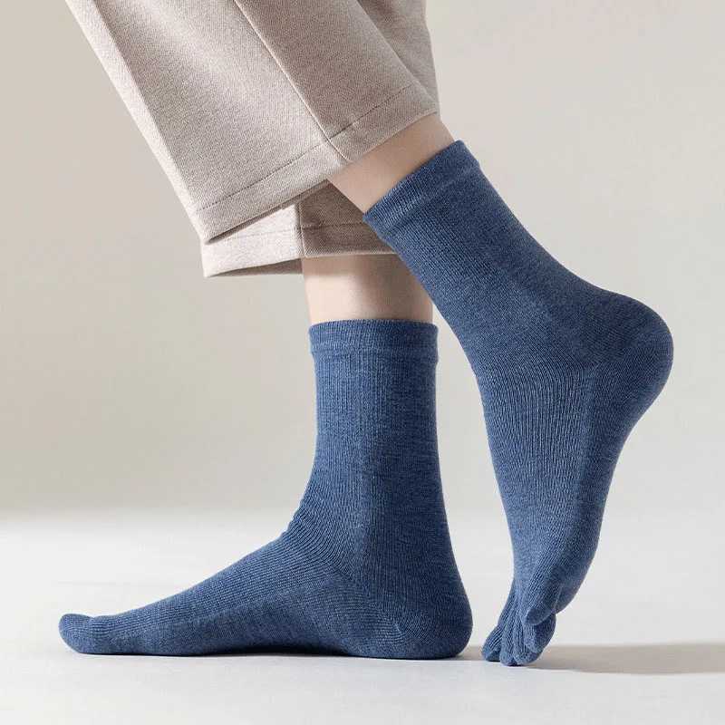 with Fingers Men Fashion Sweat-absorbing Mens Breathable Sweat Toe Comfortable Cotton Elastic Sports Business Sock LX241102