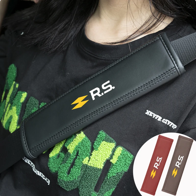2pcs Car Seat Belt Shoulder Protector Cover For Renault RS Line Clio Megane Logan Scenic Koleos Sandero Arkana 2023 Accessories