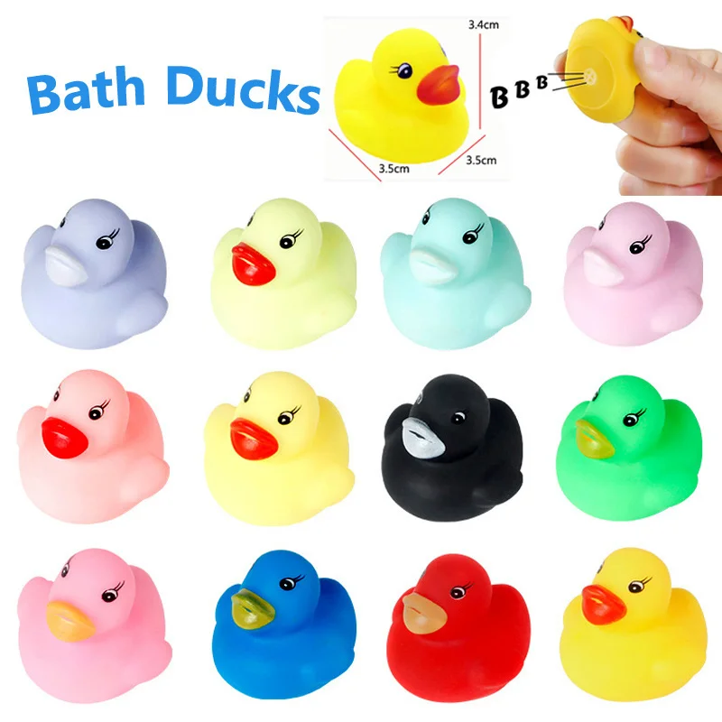 20/10pcs Baby Toys Cute Little Squeaky Rubber Ducks With Squeeze Sound Soft Bath Ducks Funny Water Shower Toys For Children