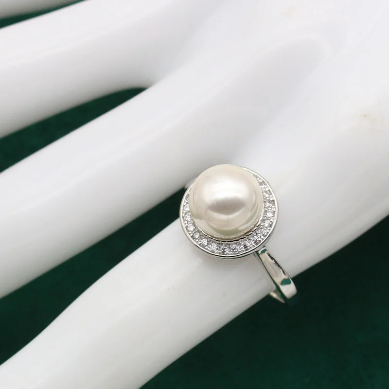 Pearl 925 Womens Wedding Silver Jewelry Set White Zircon Bracelet Necklace Ring Holiday Gift 241031