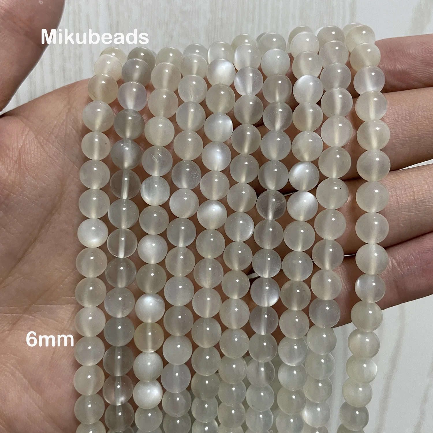 Wholesale Natural 6mm 8mm Milk Moonstone Smooth Round Loose Beads For Making Jewelry DIY Necklace Strand Mikubeads