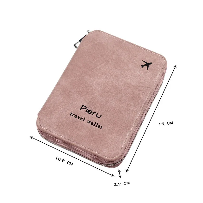 Multifunctional Rfid Anti-Theft Brush Passport Holder Document Bag Travel Wallet Zipper Storage Bag Leather Case Passport Holder