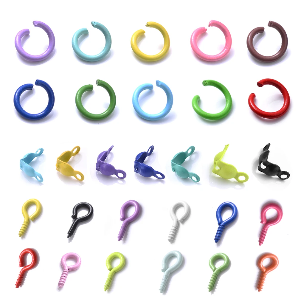 100pcs Multicolor Open Jump Rings Crimp End Clasp & Earpins For Jewelry Making Bracelet Necklace Diy Accessories