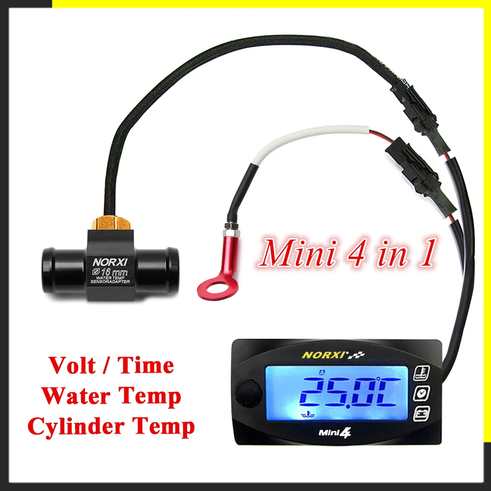 4 DUAL temp digital universal Water Cylinder temperature Voltage Time Mini motors meter