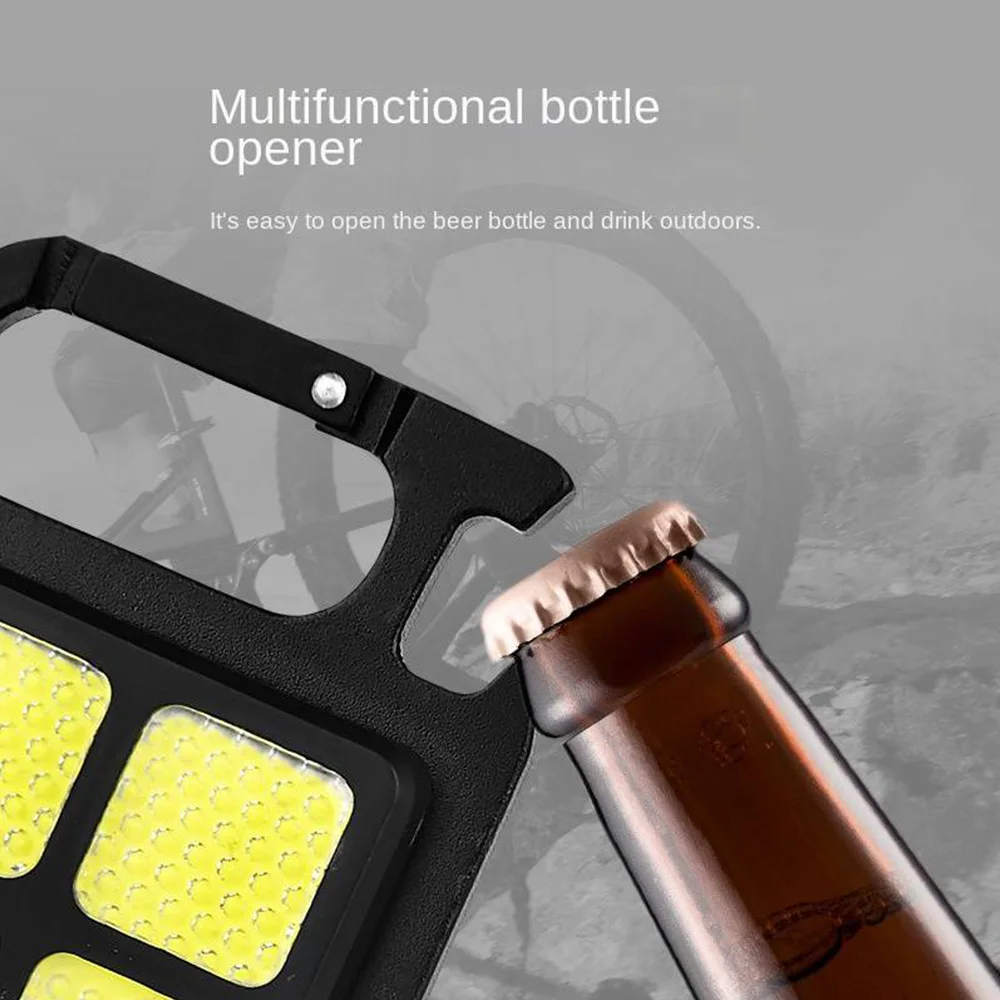 High Bright COB LED Multifunctional Mini Keychain Light Aluminum Alloy Work Light Outdoor PortableUSB Charging Waterproof