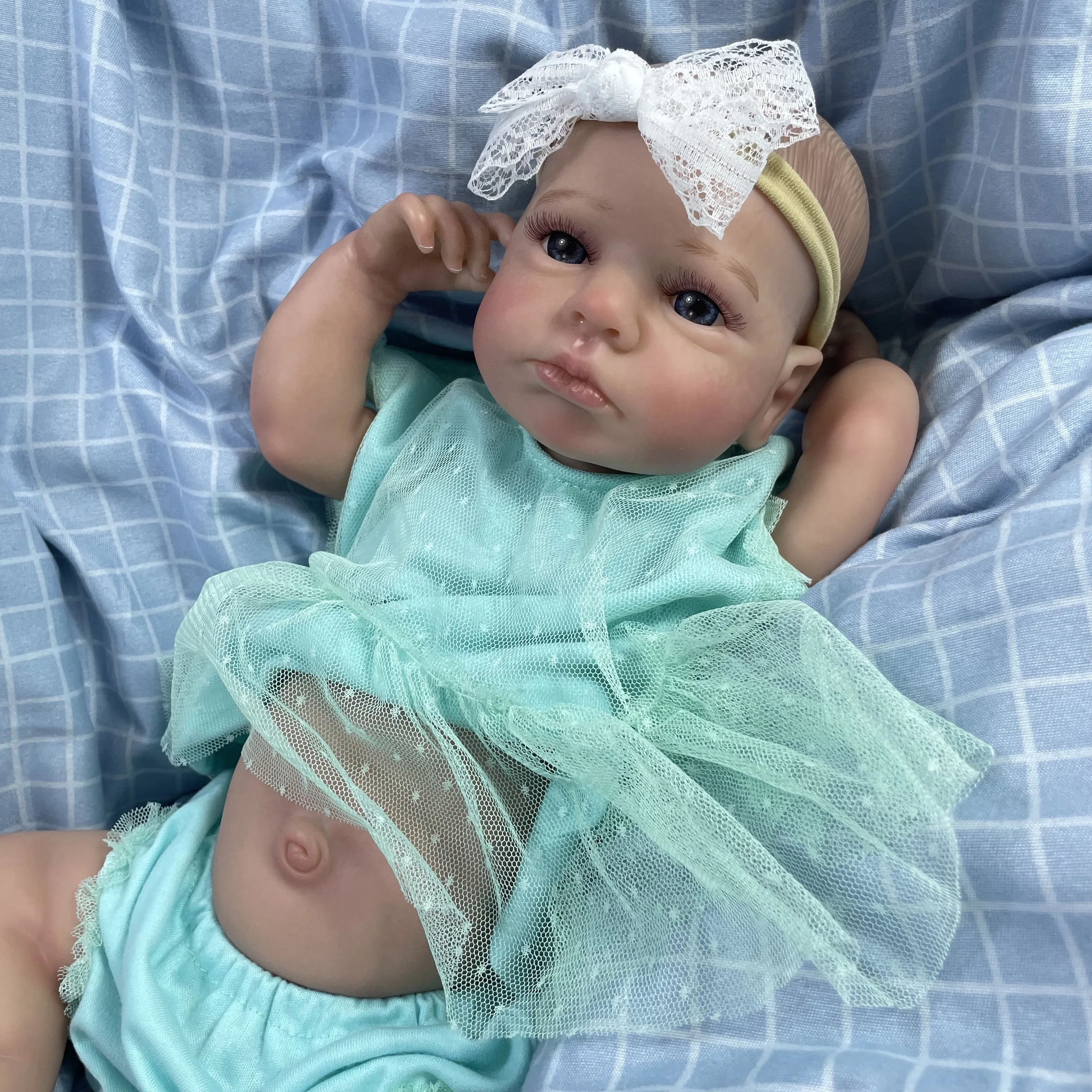 50CM Reborn LouLou Awake Full Vinyl Body Girl Washable Newborn Baby Doll Reborn 3D Skin Tone Visible Veins Doll For Kids Gift