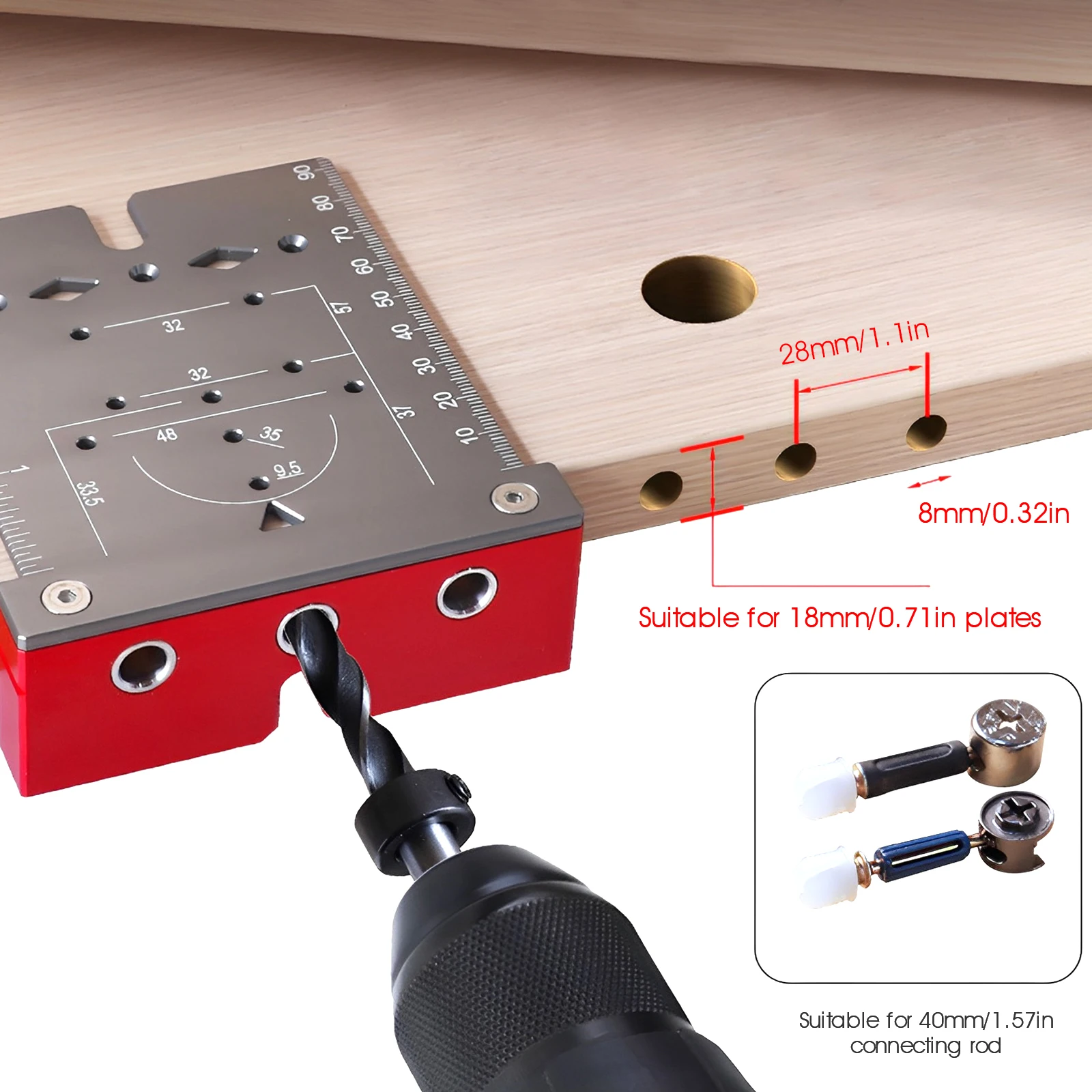 35mm Hinge Punching Locator Aluminum Alloy Woodworking Drilling Locators Drilling Jig Guide Hinge Opener Aid for Cabinet Doors