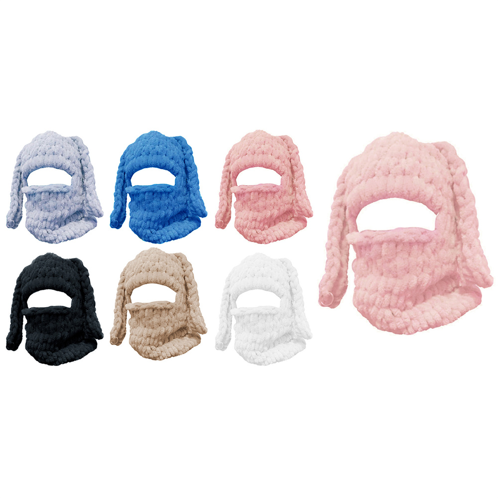 Women Winter Plush Hat Funny Bunny Bear Cow Ears Sweater Beanie Skullies Knit Crochet Balaclava Hat Warm Sweater Beanie Hats