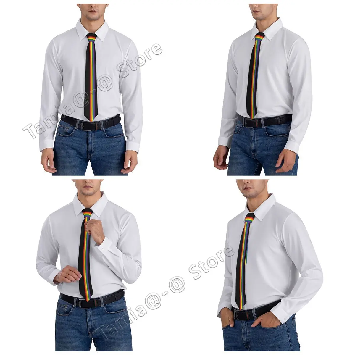 Rainbow Pride LGBT Necktie Men Women Slim Polyester 8 cm Wide Lgbtq Lesbian Queer Neck Tie Suits Accessories Cravat Wedding Gift