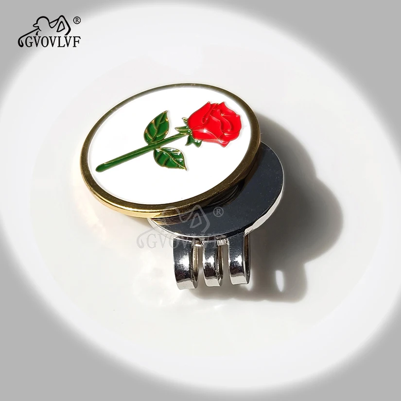 1 piece GVOVLVF Golf Rose ball Markers Magnetic Hat Clips with Bling Bling Golf Bag Accessories Gift for Women Golfers New