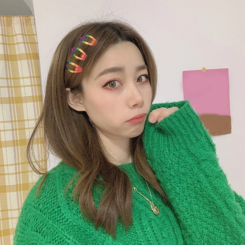 Y2k Rainbow Color Design Girls Hair Clip 2025 Taking new Photo Hairpins Lovely Hairclip
