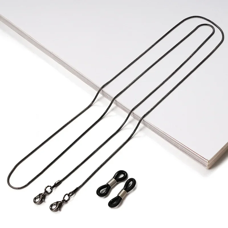 2024 Simple Snake Chain for Glasses Mask Lanyard Women Men Soft Black Silver Color Sunglasses Chains Eyewear Cord Strap Gift