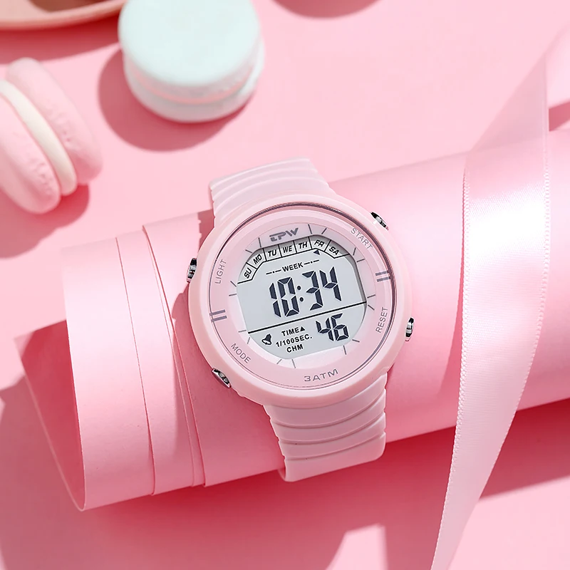 Shock Resistant Negative Display Digital Watches 3ATM Water Resist