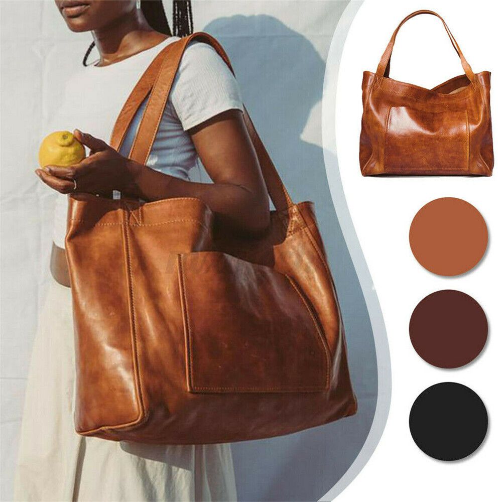 Women Vintage Weekender Soft Leather Oversized Shoulder Bag Large Tote Handbags Fashion Portable Outdoor Travel Bags