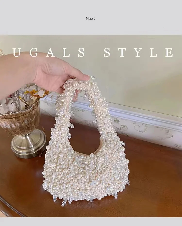 High quality pearl bead handmade womens handbag fashionable evening bag wedding party clutch wallet bead womens shoulder bag 241031