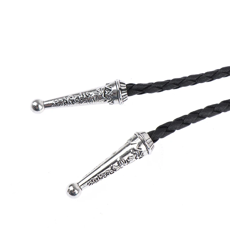 Vintage Cowboy Hat Alloy mens bolo tie Leather Rope Long Necklace