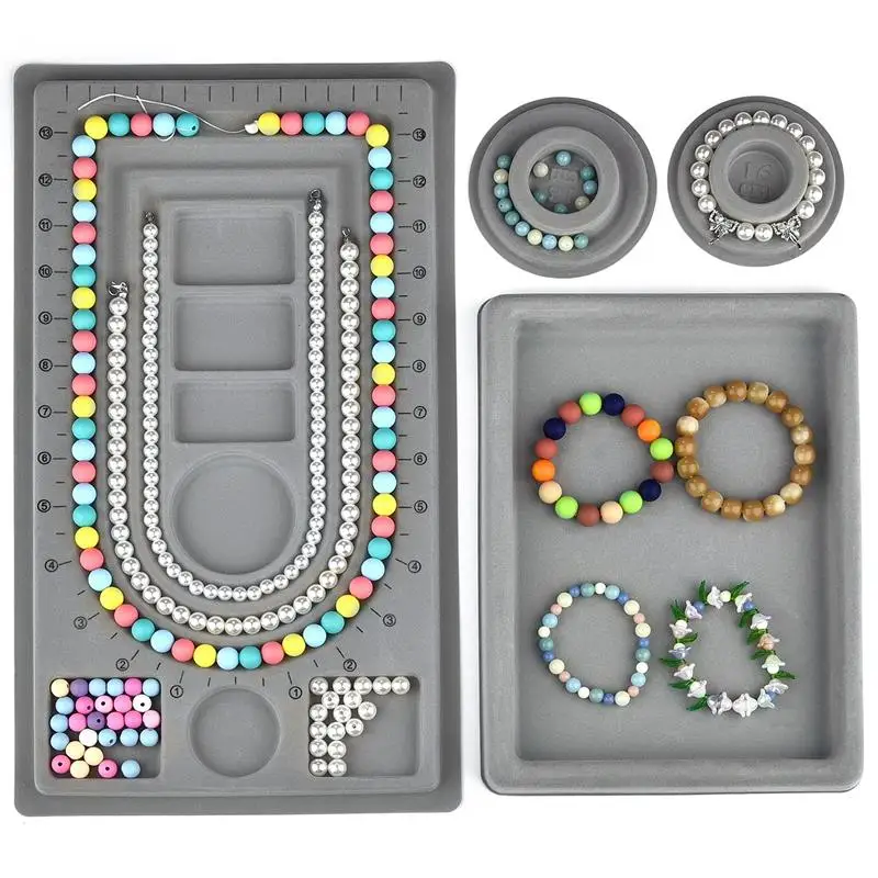 Flocked Bead Board Beaded Jewelry Making Measuring Tool For DIY Bracelet Necklace Accessories Finding Organizer Tray Craft