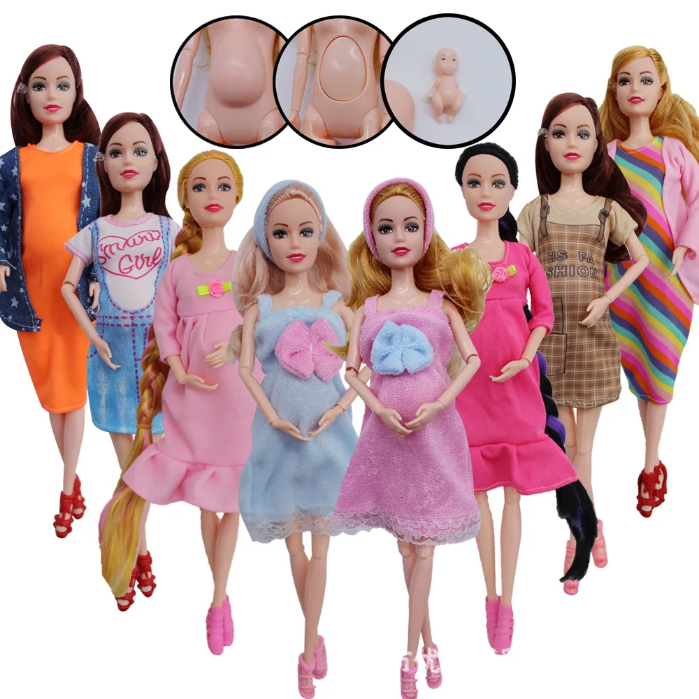 30cm Pregnant Doll With Baby In Belly 11 Movable Ball jointed Mom Dolls Pajamas Shoes Toys For Girls Gift DIY Educational Toys