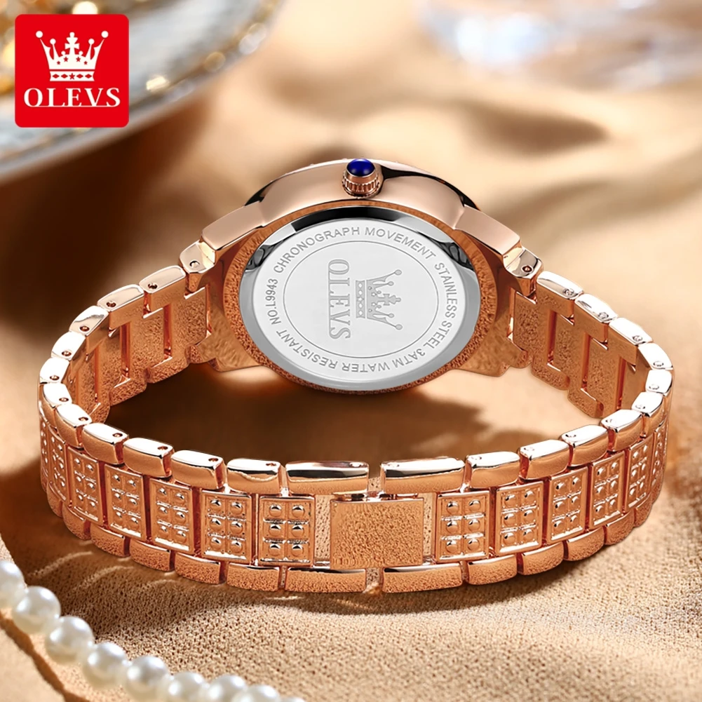 OLEVS 2023 New Rose Gold Watch Women Watches Ladies Creative Steel Women's Bracelet Full Diamond Watches Womens Relogio Feminino