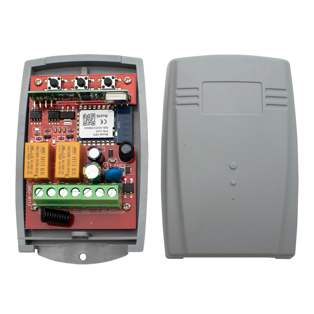 Universal 433MHz Fixed Rolling Code Receiver 2CH WIFI Smart Garage Door Opener 433.92 Gate Controller Tuya App Remote Control