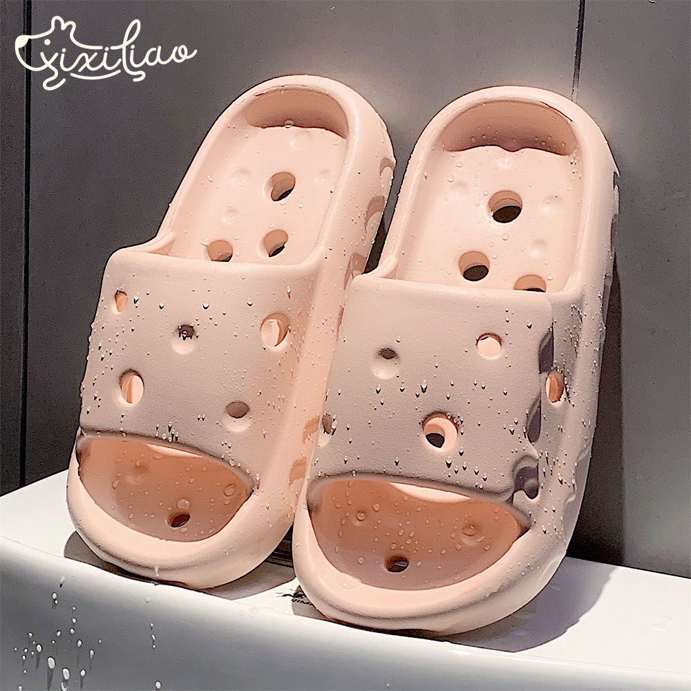 2024 New slippers women's summer shoes Personality creative hollow-out solid color slippers indoor street sandals girls beach shower slide