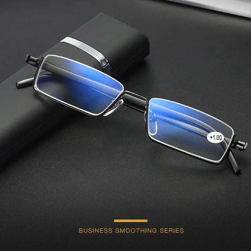 Trendy Half Frame Men's Presbyopia Retro Portable Reading Eyeglasses Finished Farsight Eyewear Men's Blue Light Blocking Glasses