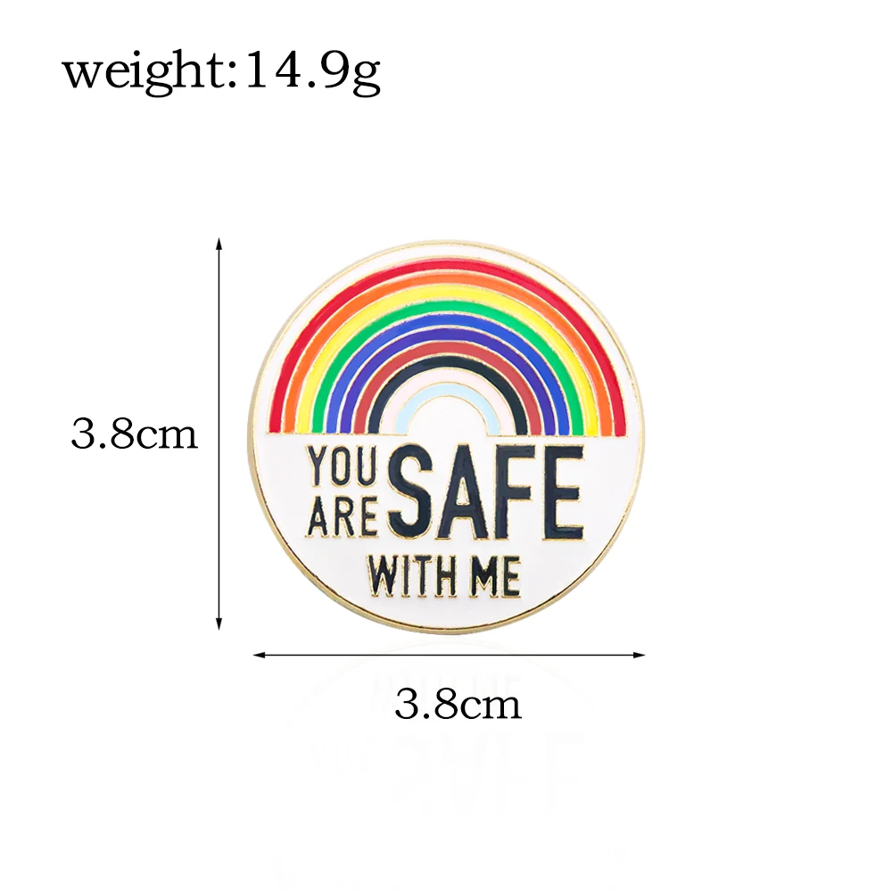 You Are Safe With Me Enamel Pins Rainbow LGBTQ Pride Lover Badge Brooch For Backpack Hat Lapel Jewelry Accessories