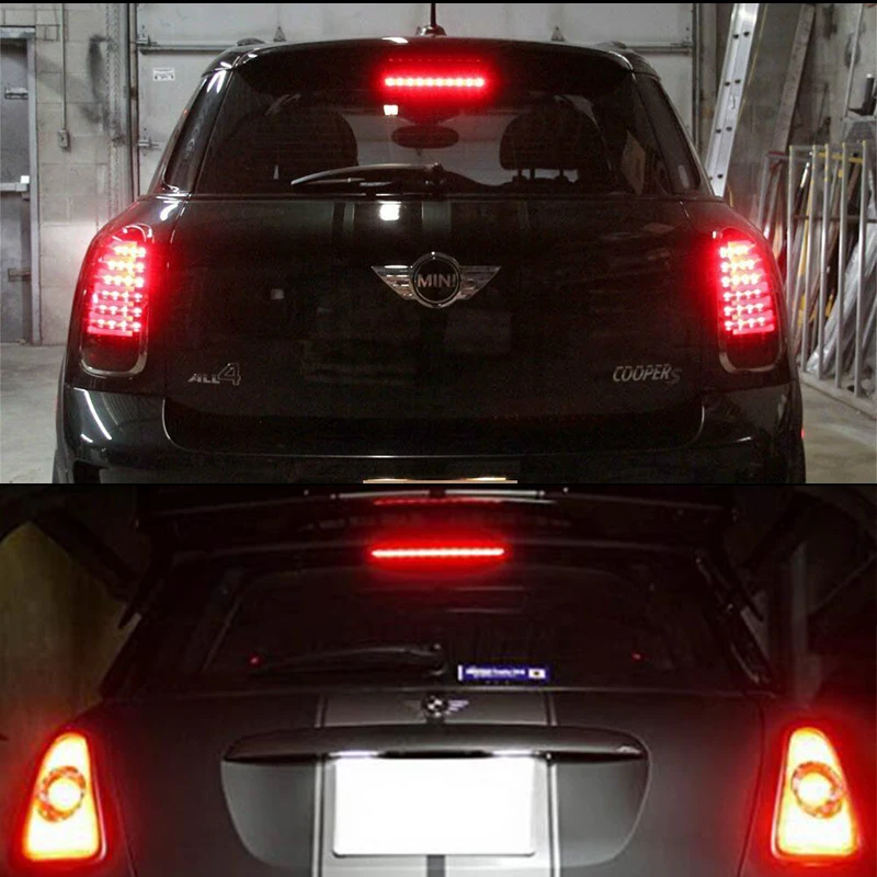 iJDM Black Chrome Lens Red LED 3rd Brake Lamp For 2007-2014 MINI Cooper R56 R57 R58 R60, OEM Fit High Mount Brake Light 12V