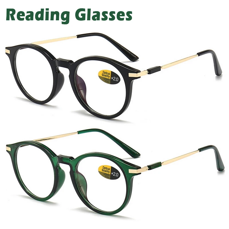 2023 Anti Blue Light HD Reading Glasses Women Men Universal Metal Round Frame Retro Classic Presbyopic Glasses 13 Colors Eyewear