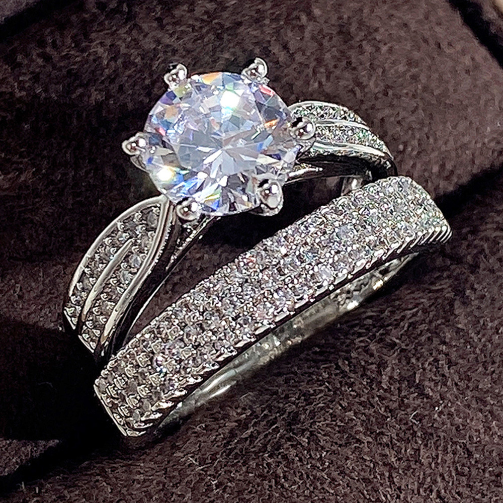 Band Rings New Luxury 925 Sterling Silver Luxury Big Wedding Rings Set for Bridal Women Engagement Finger Party Gift Designer Jewelry