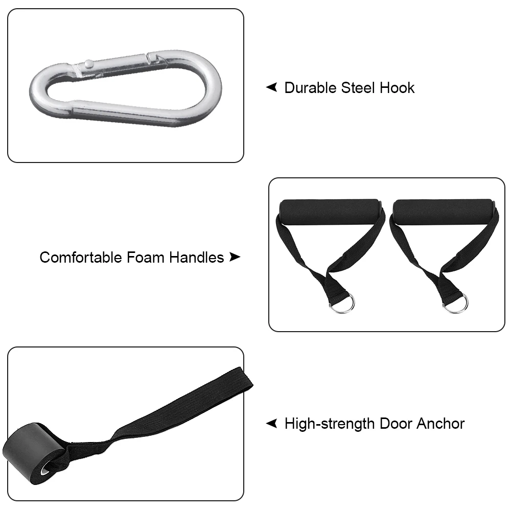 5pcs Exercise Set Workout Handles Door Anchor Carabiner Hooks for Exercise Resistance Bands Cable Machines