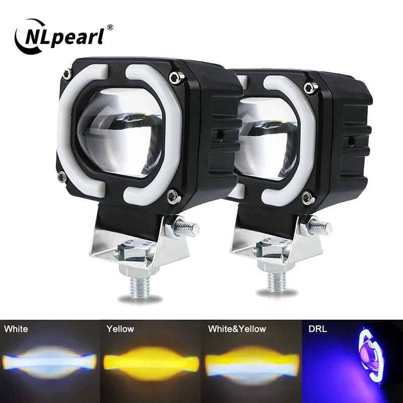 NLpearl 2PCS Motorcycle Fog Light Headlight Car Offroad Truck Angel Eyes LED light Portable Spotlights Driving Car Boat Light