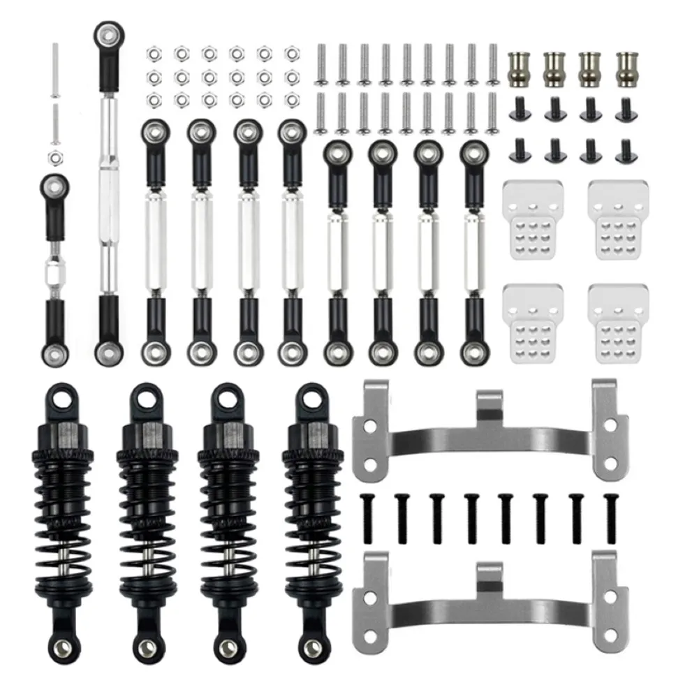 Upgrade Metal Front Axle Steering Pull Rod Kit Shock Mount For WPL C14 C24 CB05S C54 1/16 RC Buggy DIY Repair parts Accessories