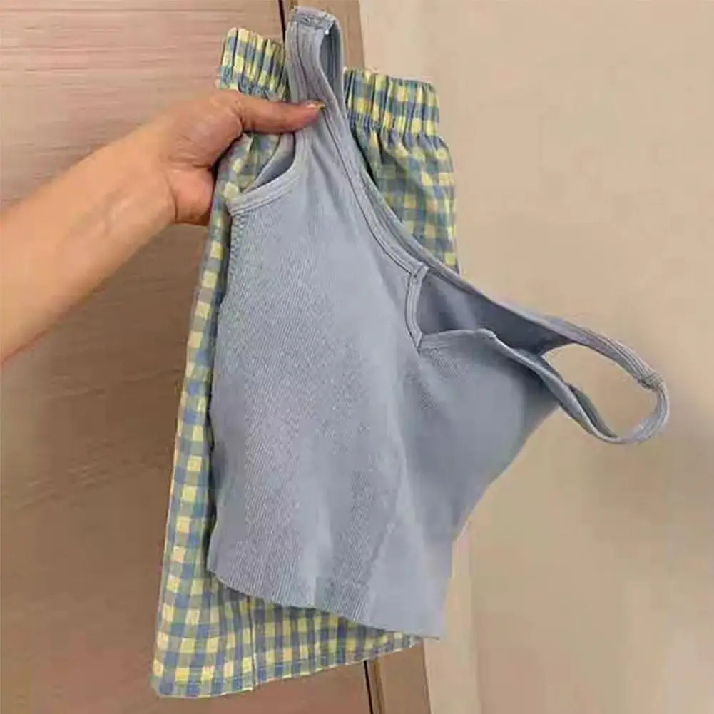 Small Fresh Floral Shorts V-neck Camisole Tops Set Women's Breathable Elastic Sling Base Tank Tops 2024 Summer New Home Clothes