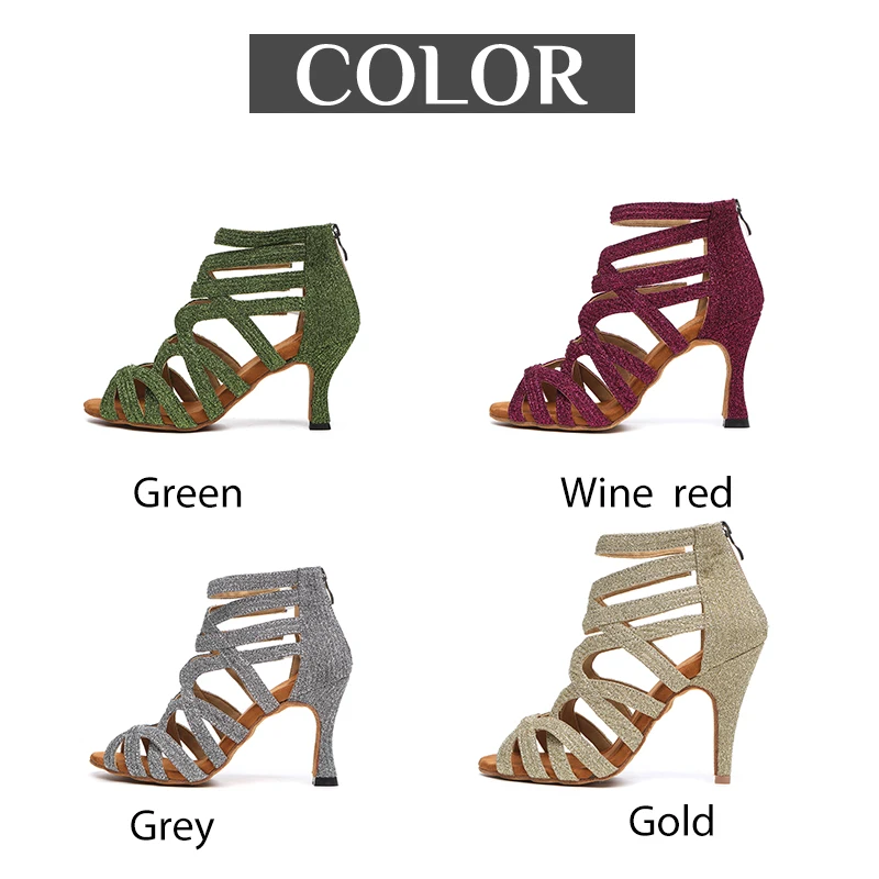 DKZSYIM New Women Jazz Dance Shoes Girls Ballroom Latin Shoes High Quality Salsa Waltz Dancing Shoes Thin High Heel 6cm-10cm