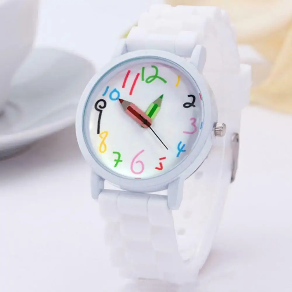 Creative Children Kids Watch Round Dial Silicone Strap Analog Quartz Wrist Watch Gift
