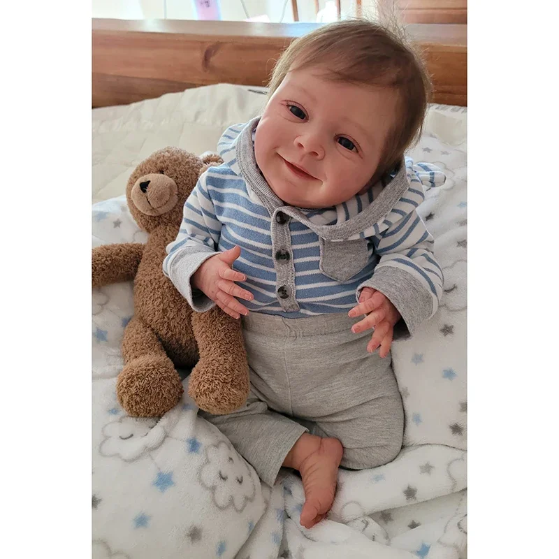 45CM Already Finished Reborn Baby Doll Sebastian SoftBody 3D Painted Skin with Visbile Veins Collectible Art Doll Christmas Gift